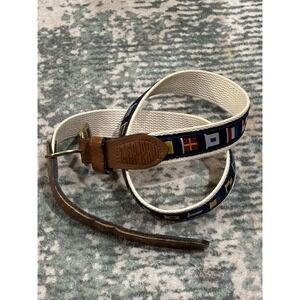 ZEP-PRO Vintage USA made NAUTICAL Sailing Flags Webbing Leather Belt Size 36